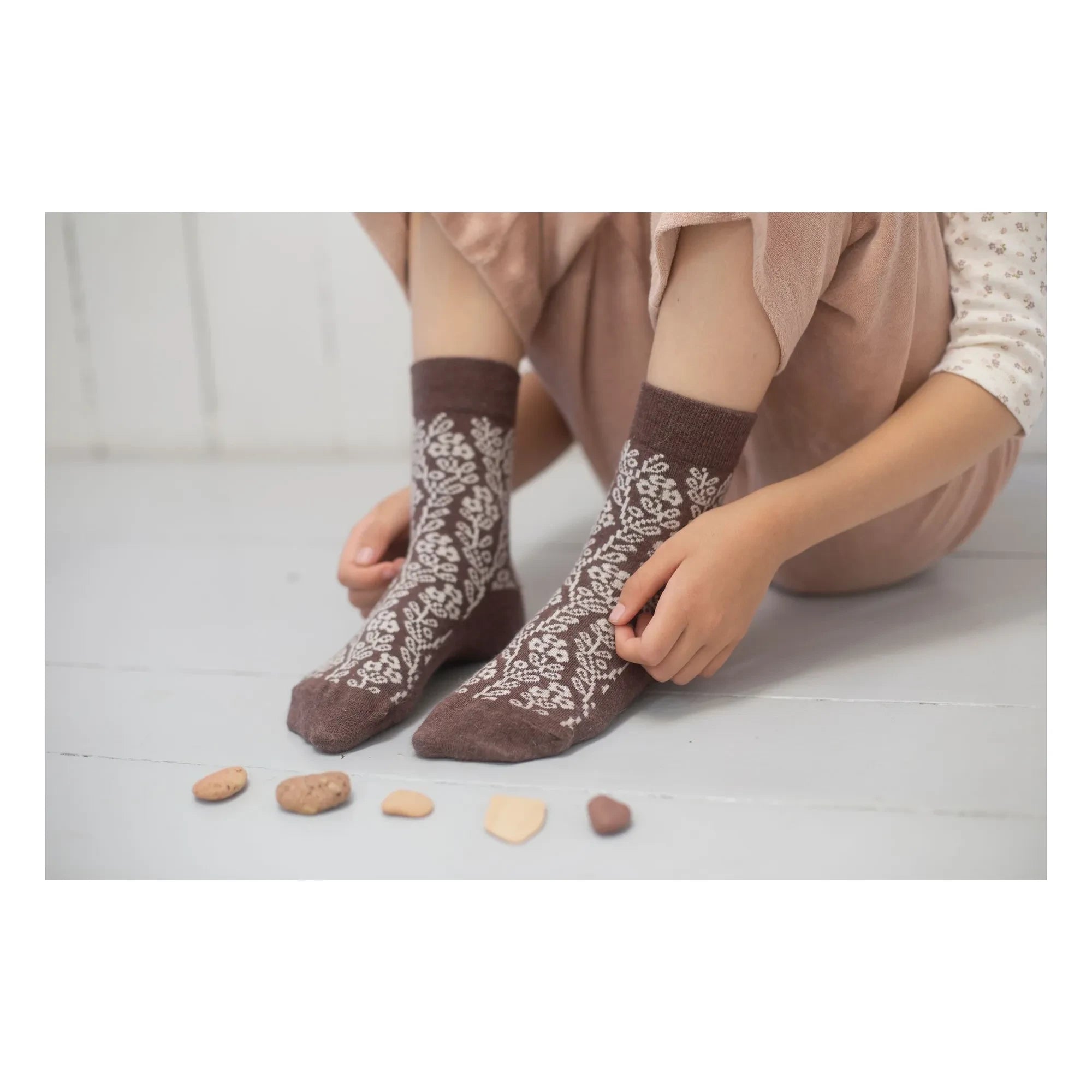 Soor Plum – 3 Paar Socken mit Blumenmuster | Pflaume