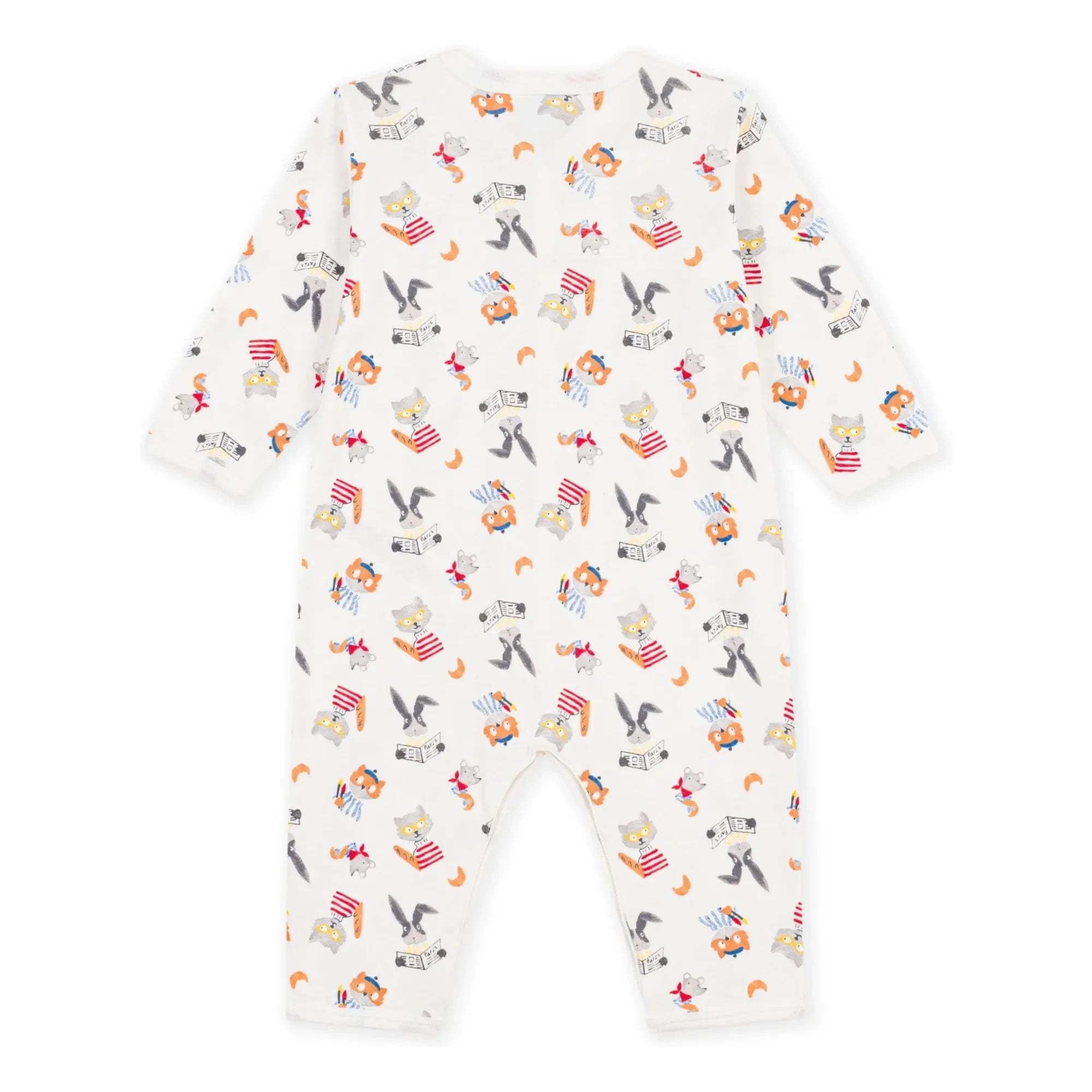 Petit Bateau - Organik Pamuklu Dors Bien Hayvanlar Pijama | Beyaz