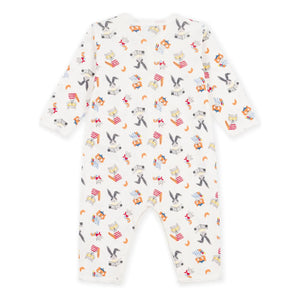 Petit Bateau - Organik Pamuklu Dors Bien Hayvanlar Pijama | Beyaz