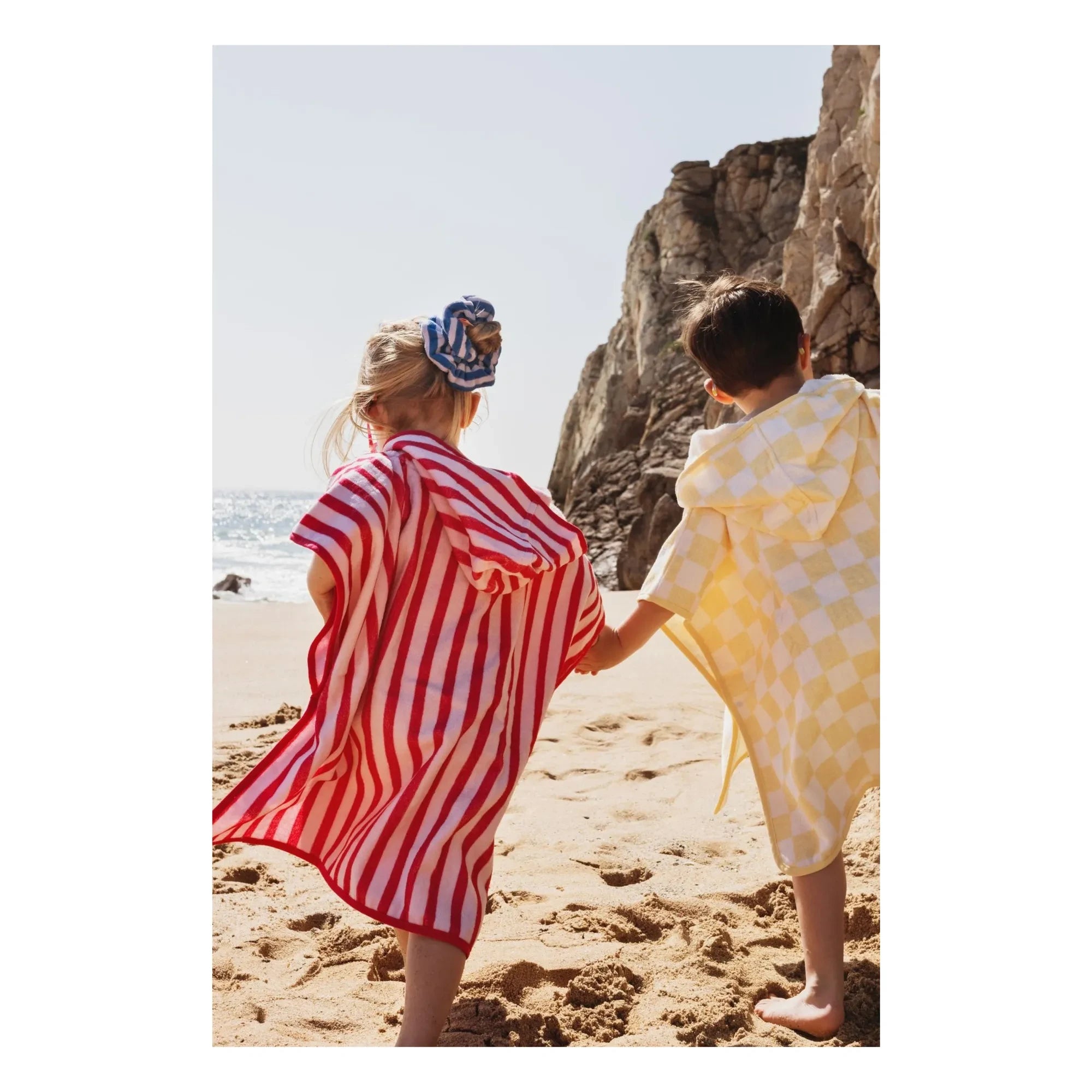 Jera Mini - Çizgili Havlu Poncho | Pembe