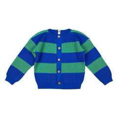 Bayiri - Gestreifte Bio-Baumwoll-Schlangenstrickjacke | Blau