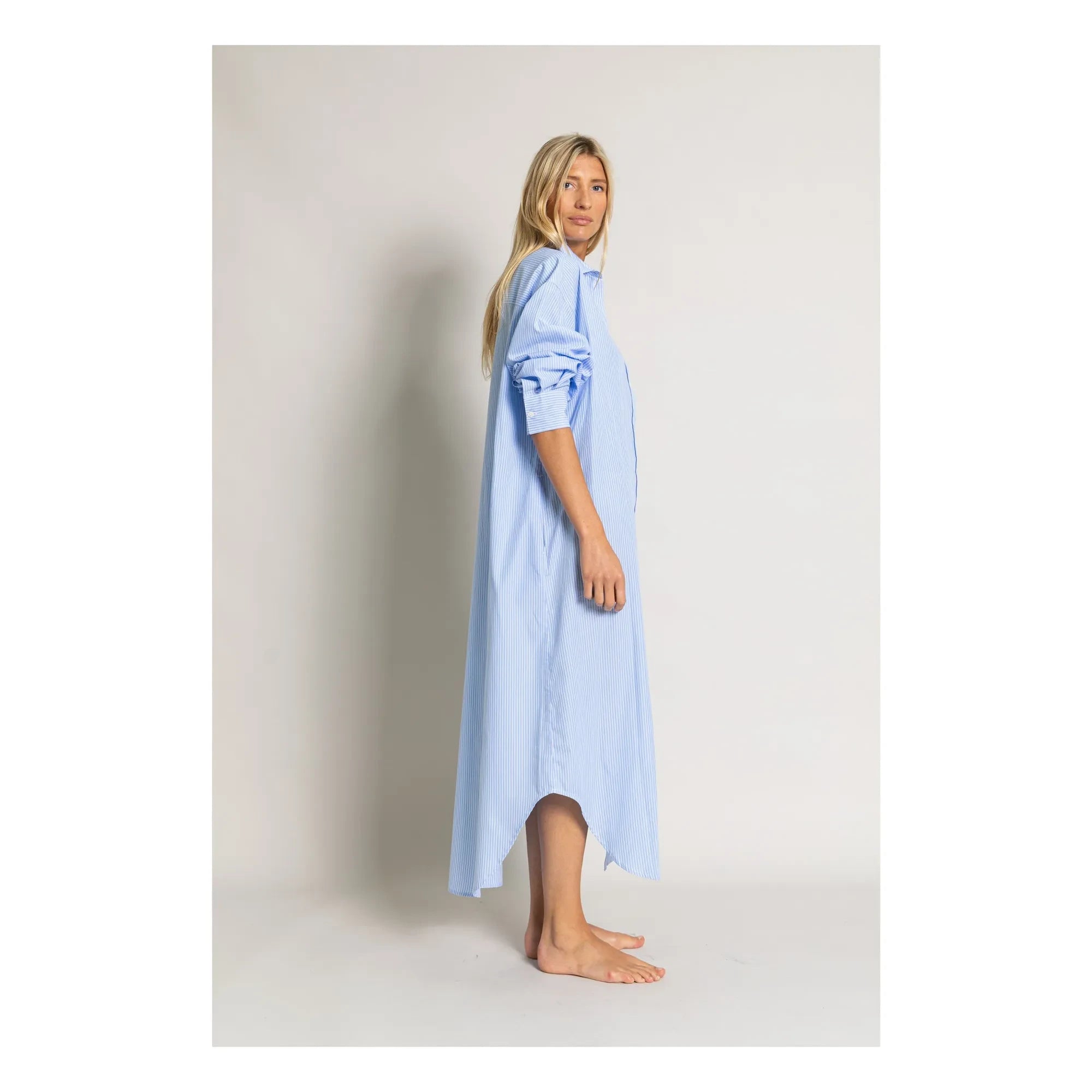 Smallable Woman - Melissa Gestreiftes Hemdkleid | Hellblau
