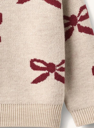 Wheat - Pullover mit Knoten‑Schleife aus Merinowolle | Creme