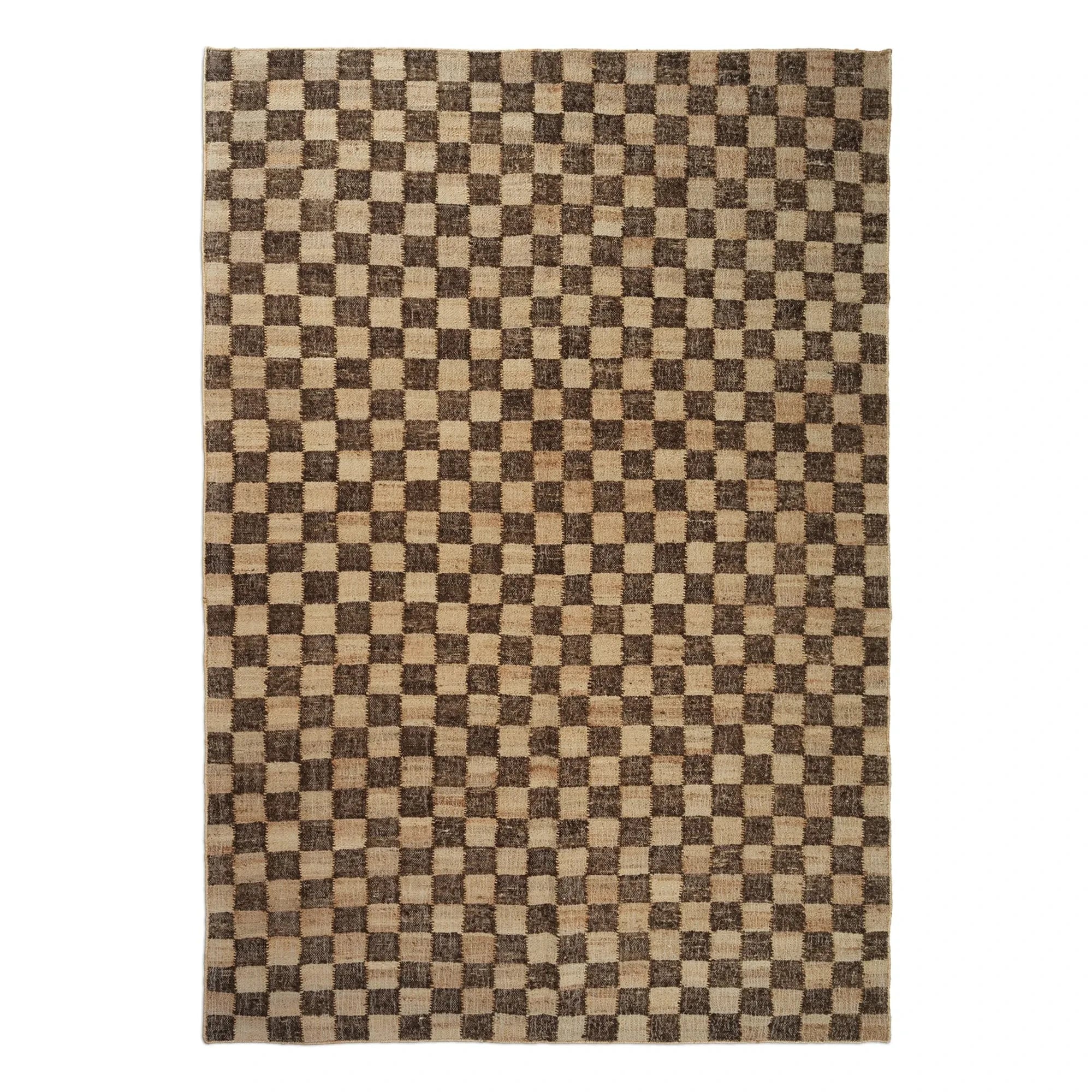 Ferm Living - Karierte Wolle-Jute-Teppiche | Braun