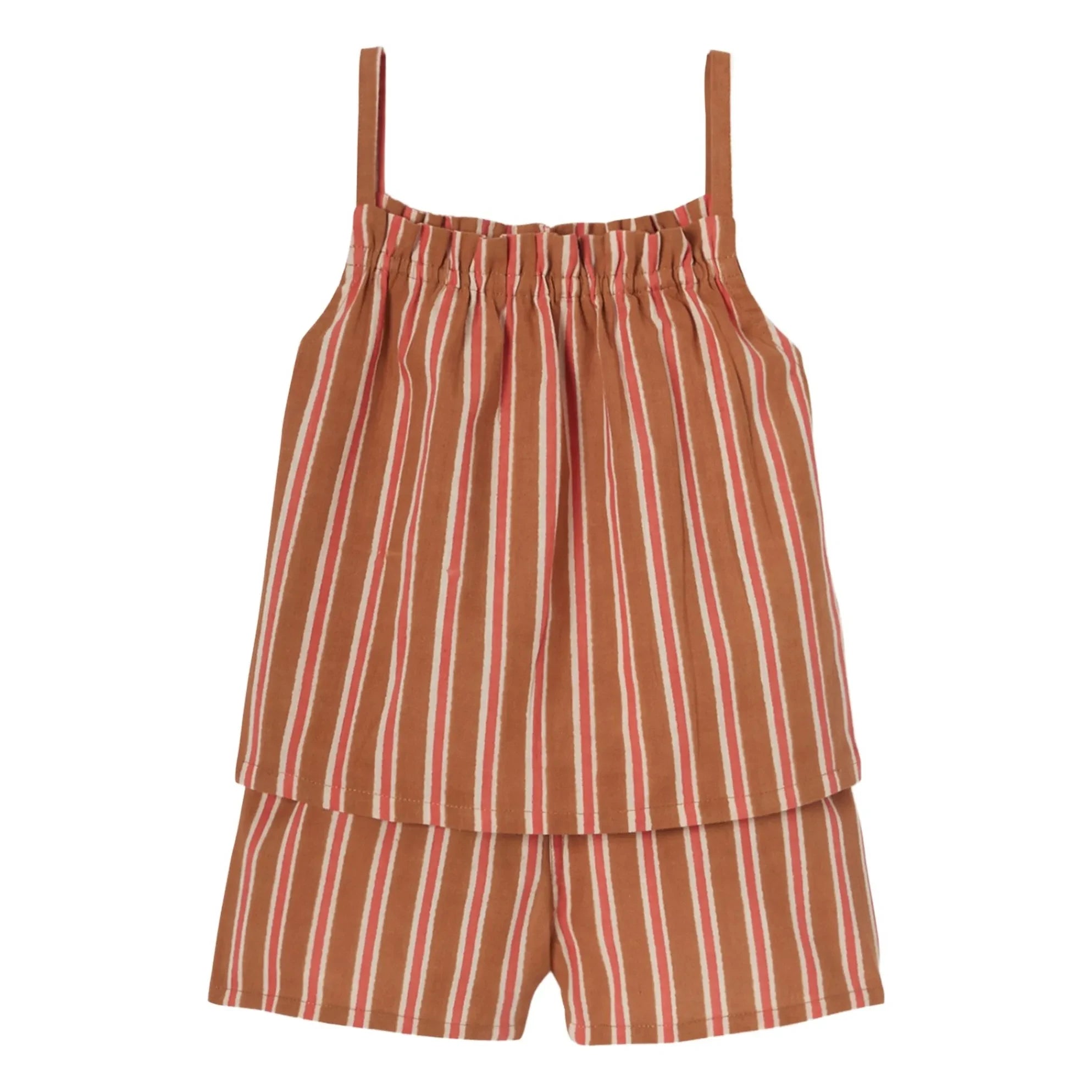 Apaches - Gestreiftes Paseru Pyjama-Set | Orange
