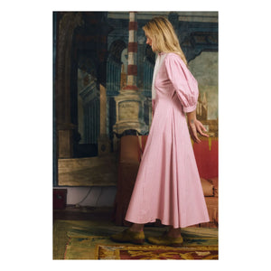 Maria de la Orden - Dimitra Gestreiftes Baumwollkleid | Rosa