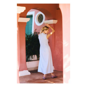 Maria de la Orden - Saint Barth gestreiftes Baumwollkleid | Hellblau