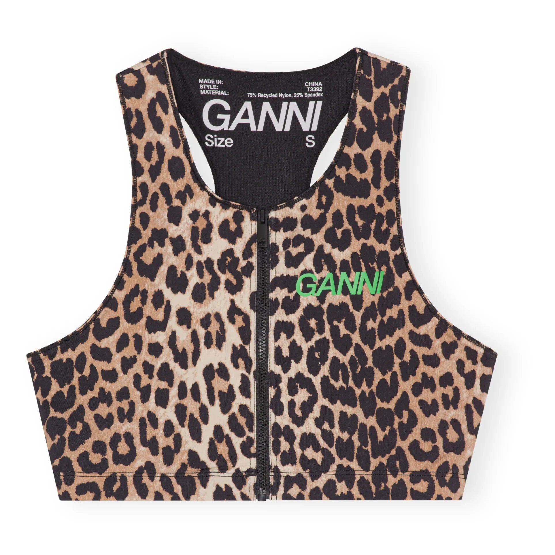 Ganni - Reißverschluss-BH mit Print aus recyceltem Material | Leo