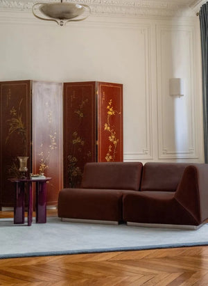 The Socialite Family - Rotondo Glatter Samt-Eckmodul | Schokolade