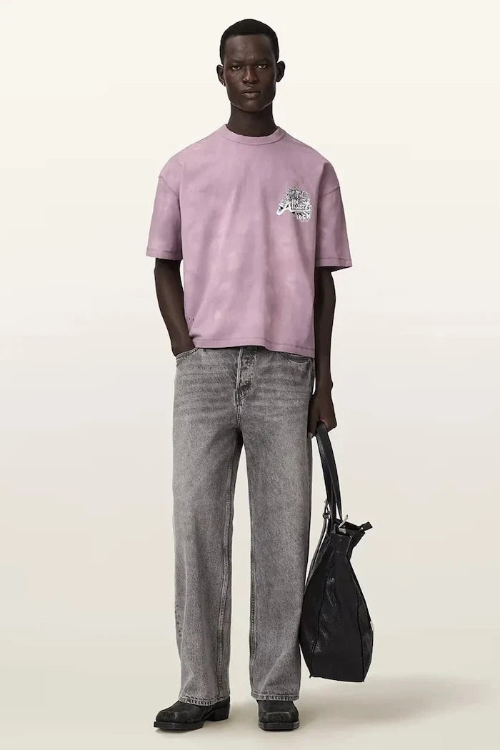 AllSaints erkek pamuklu elastanlı pull-over tişört AVALON
