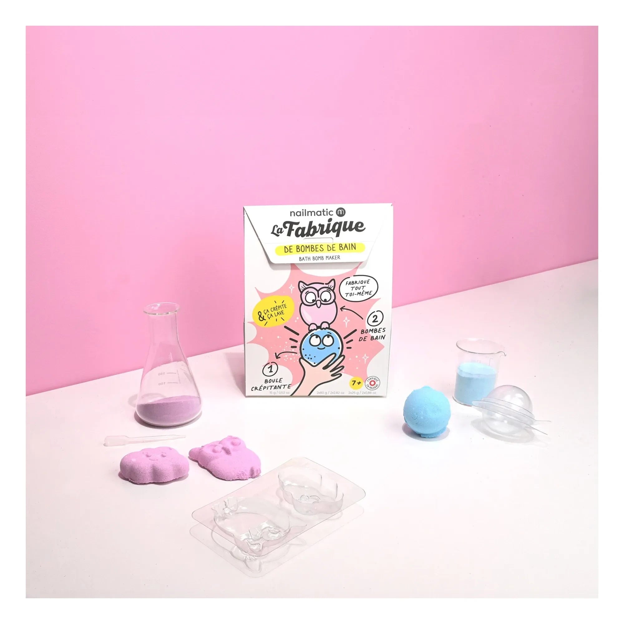 Nailmatic Kids – Badekugel-Set „La Fabrique“ – 3 Kugeln | Pink