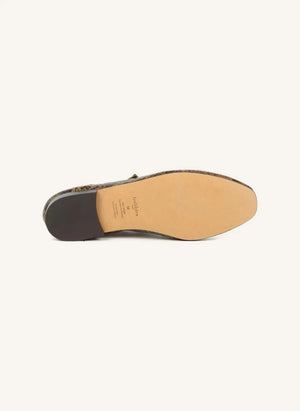 Bobbies - Ballerina Schuhe Mado Leder Schlangenleder-Optik | Khaki