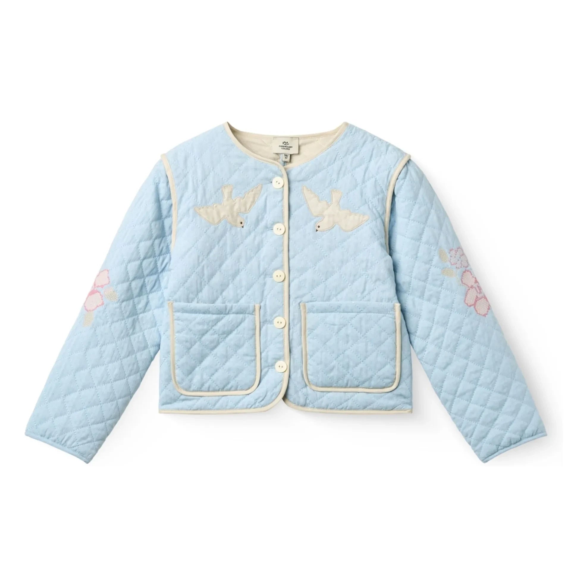 Copenhagen Colors – Bestickte Steppjacke aus Bio-Baumwolle | Hellblau