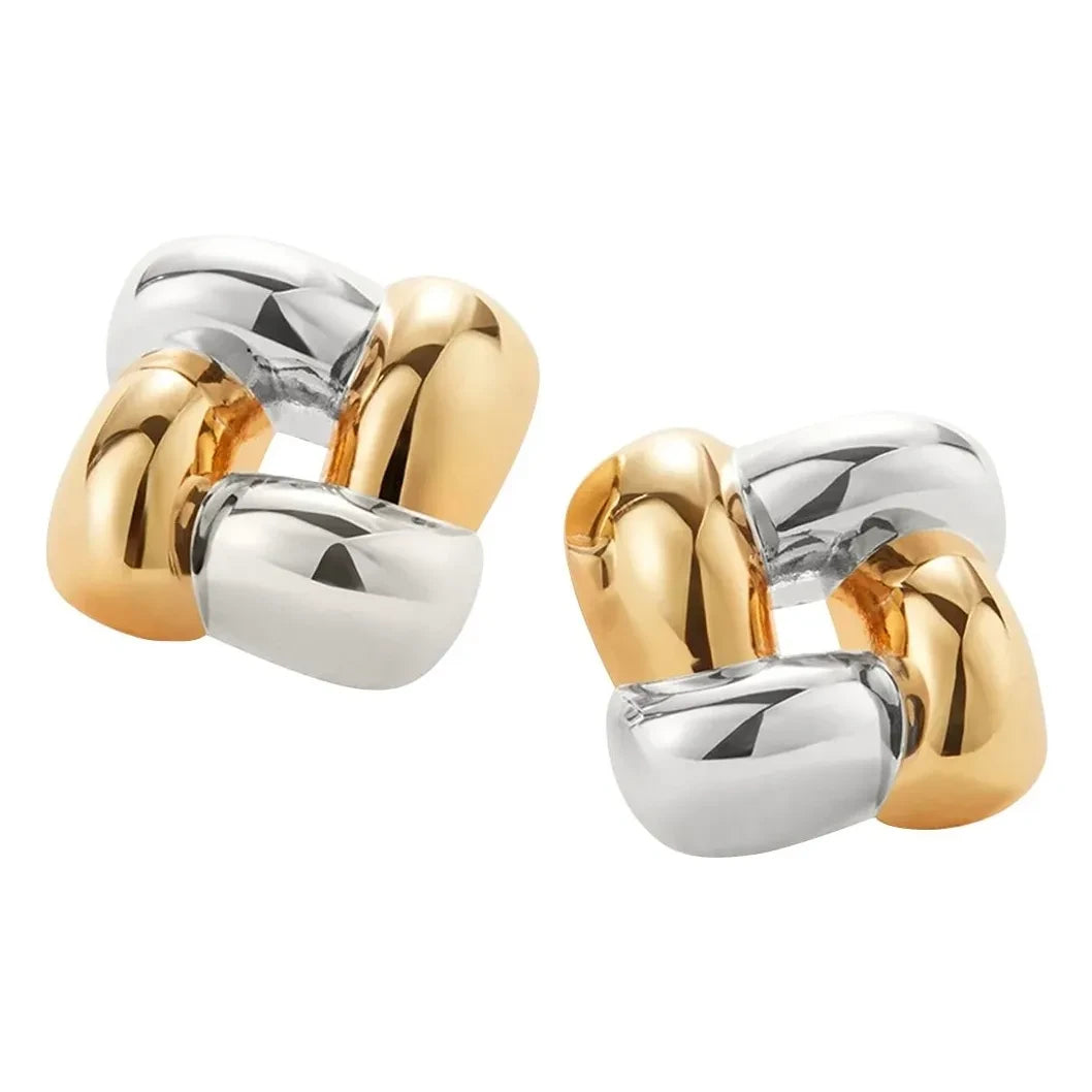Jenny Bird - Gewebte quadratische Ohrringe | Gold/Silber