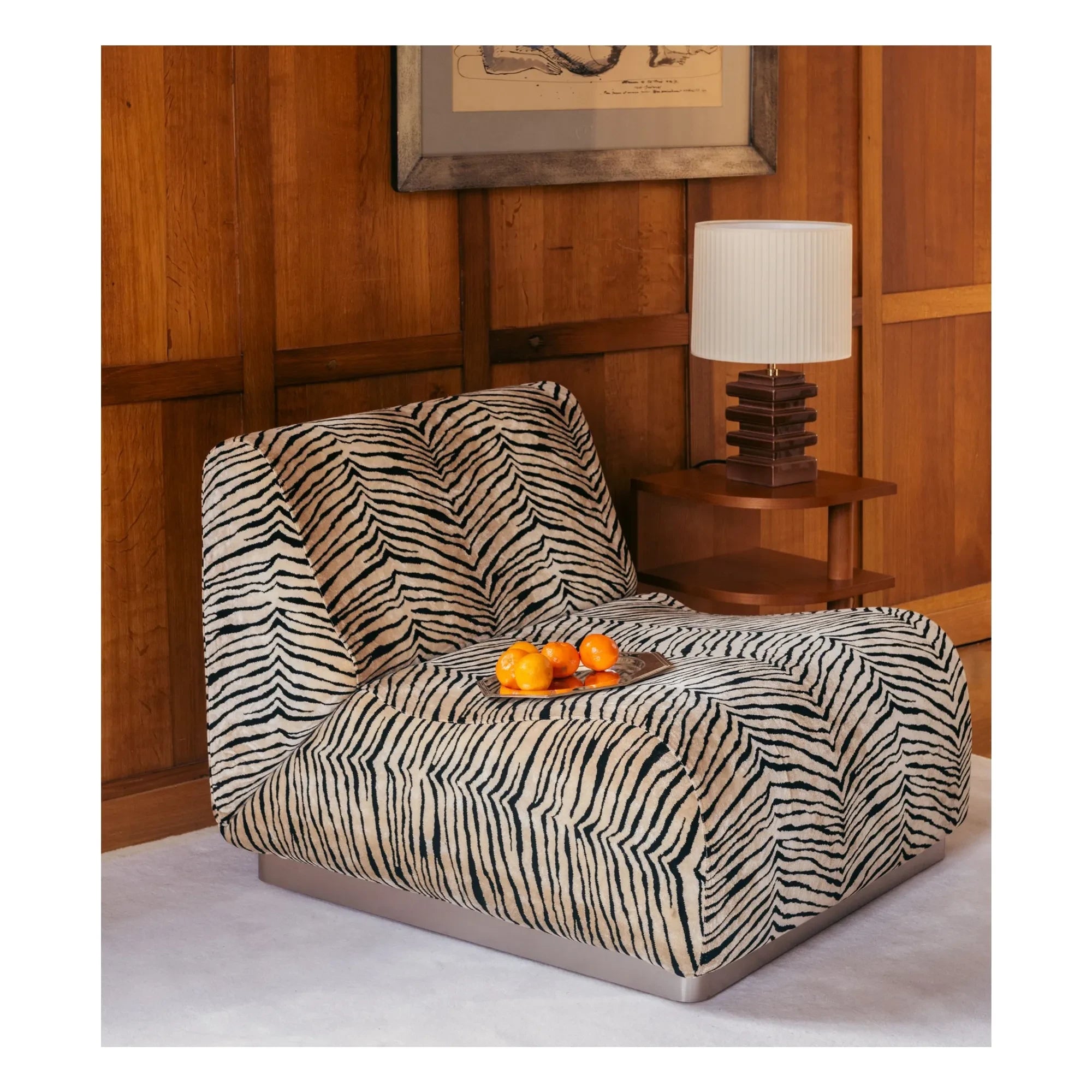 The Socialite Family - Rotondo modular fireside chair, tiger velvet fabric | Tiger
