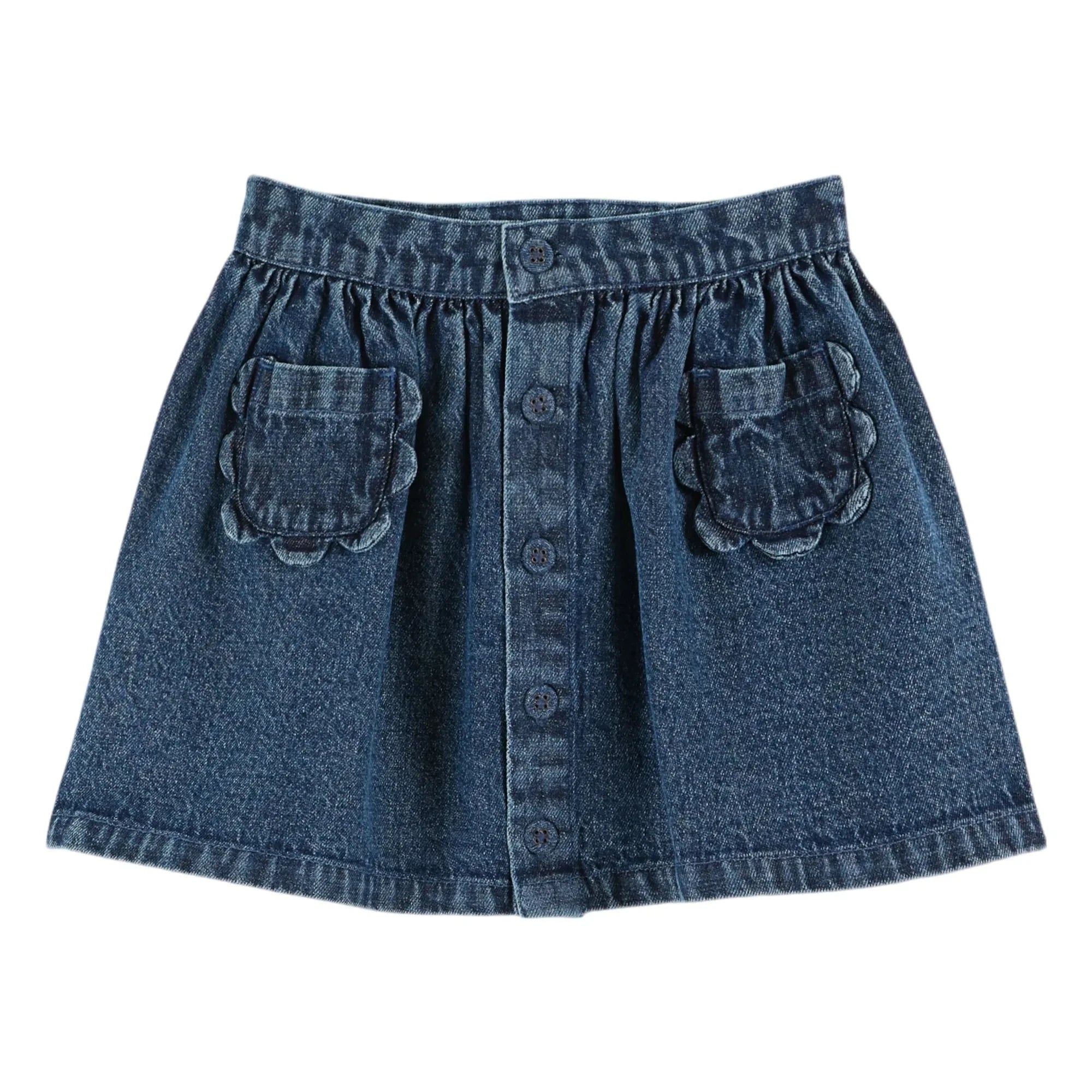 Emile et Ida - Geblümter Jeansrock mit Taschen | Blau