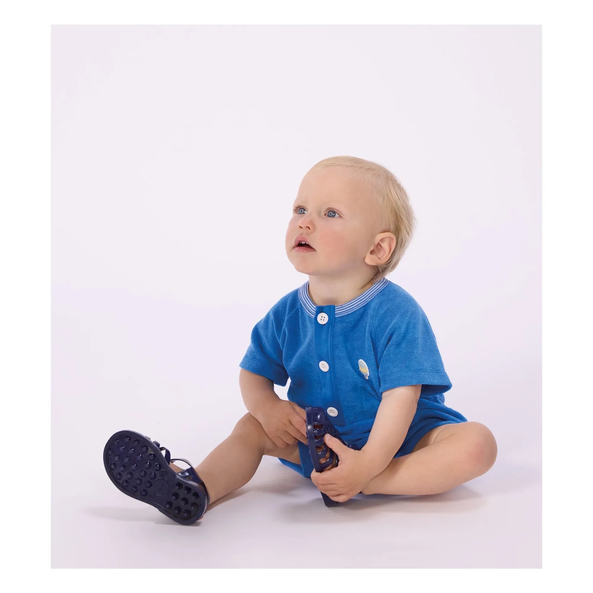 Petit Bateau - Einfarbiger Kurzarm-Strampler | Königsblau