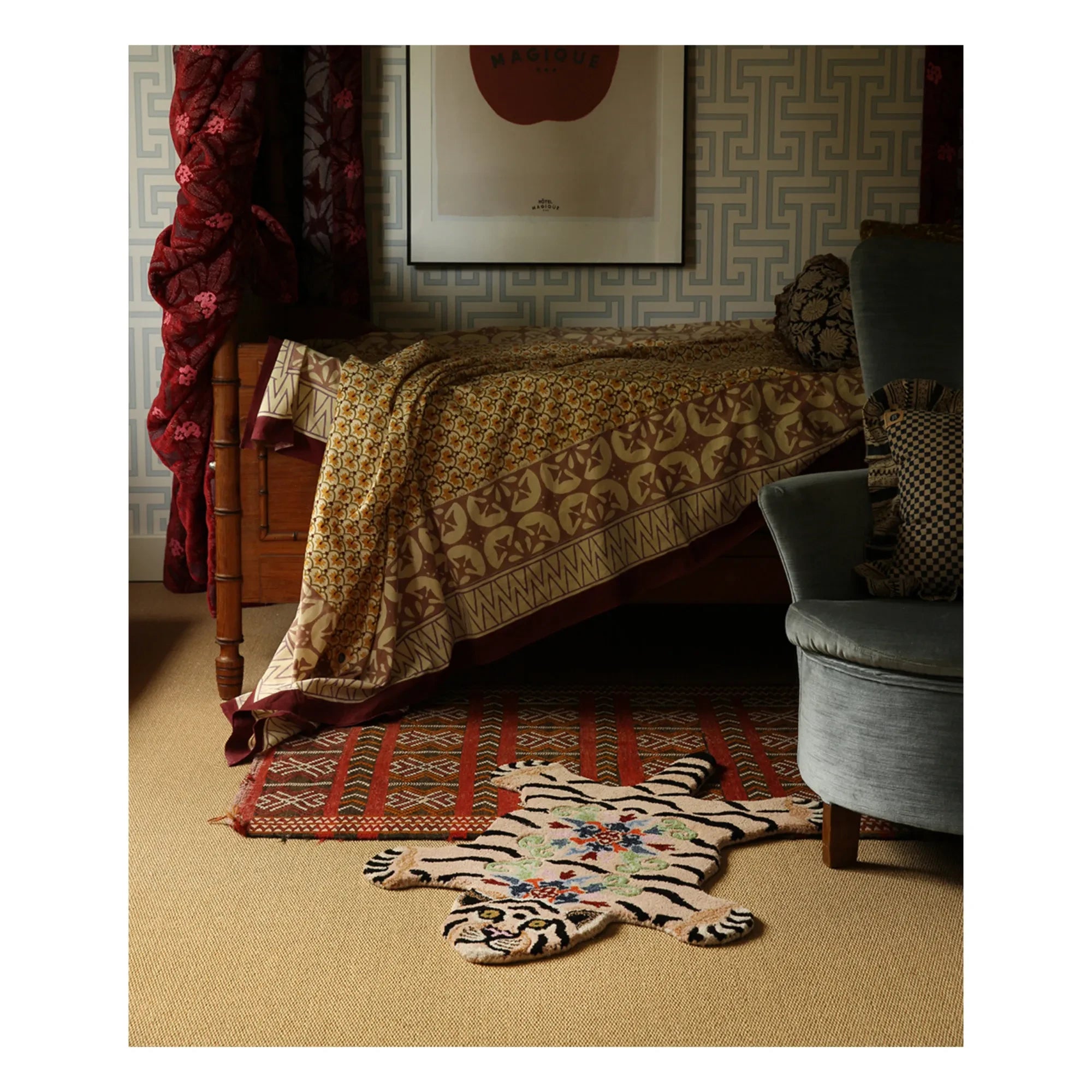 Doing Goods - Mahee Majestic Teppich mit Tiger aus Wolle | Peach