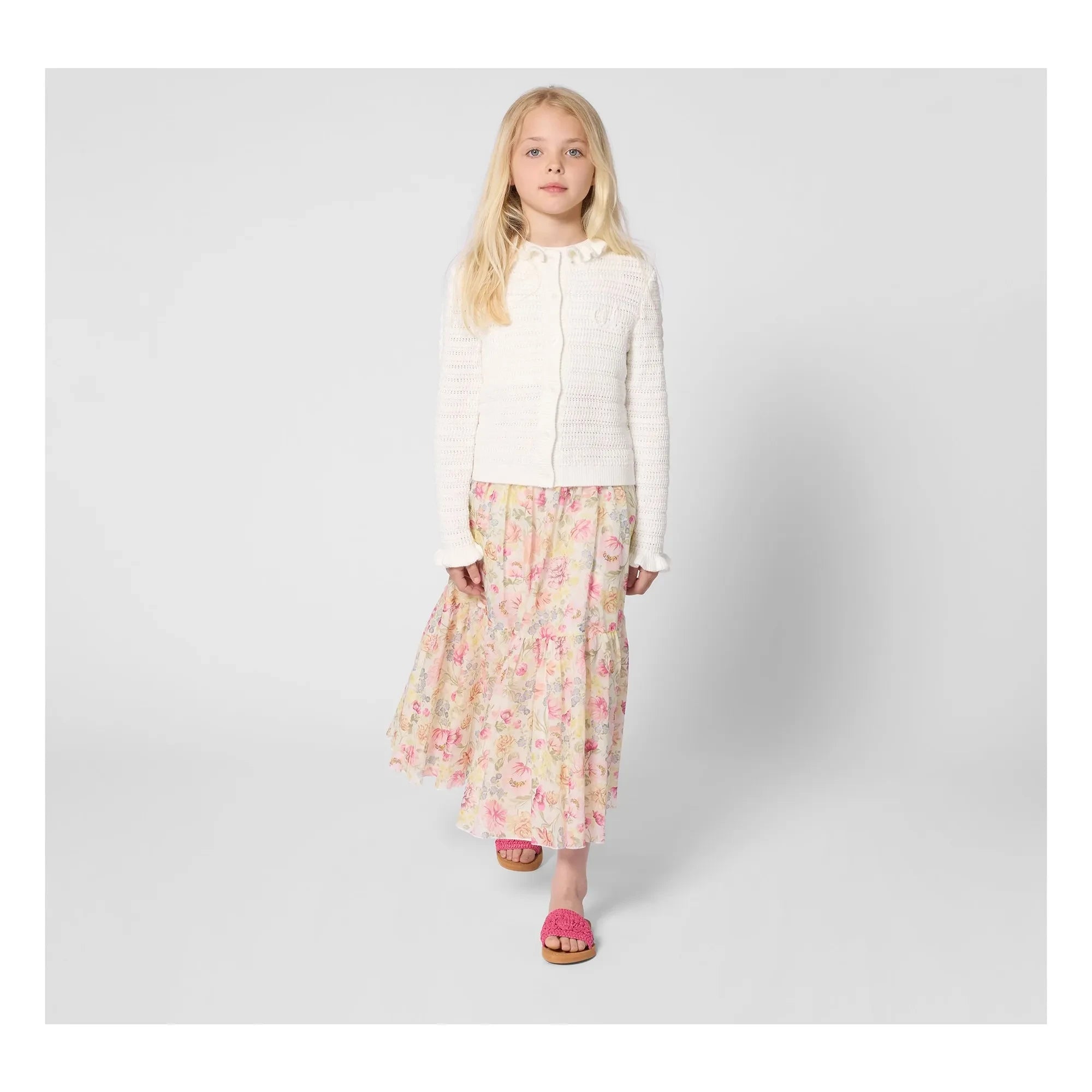 Chloé – Rock aus Bio-Baumwolle mit Blumenmuster | Creme