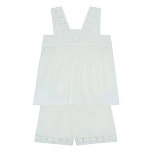 Bonton - Nouki Set aus Baumwoll-Musselin-Trägerhemd und Shorts | Ecru