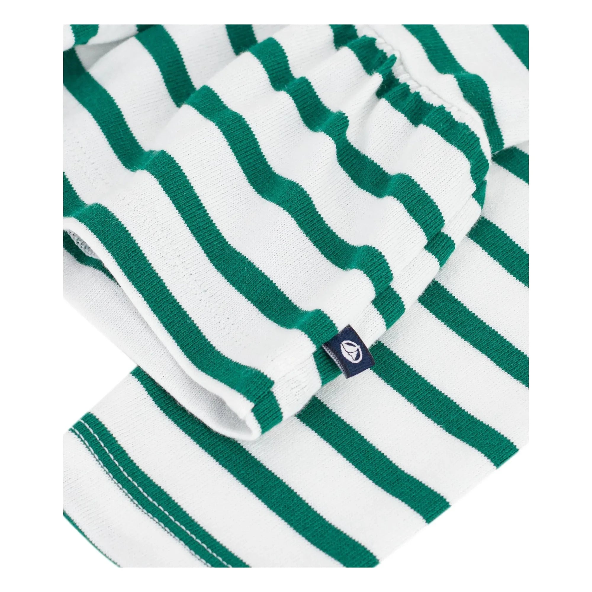 Petit Bateau - Volantlı Marin Çizgili Tişört | Yeşil