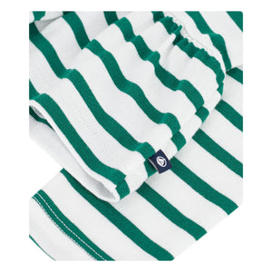 Petit Bateau - Volantlı Marin Çizgili Tişört | Yeşil