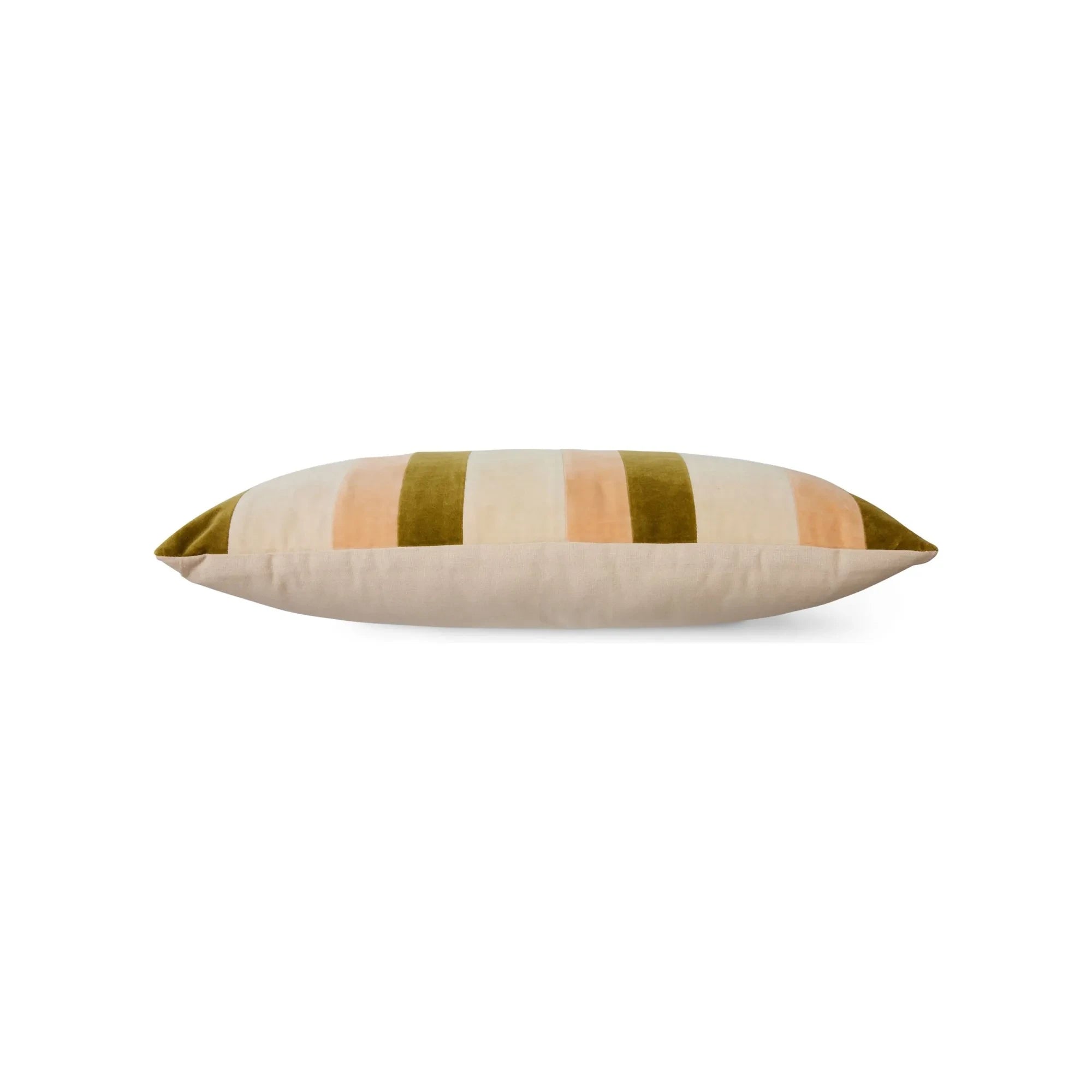 HKliving - Gestreiftes Samtkissen | Creme