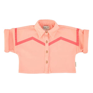 Piupiuchick - Geometrische Twill-Kurzarmjacke | Koralle