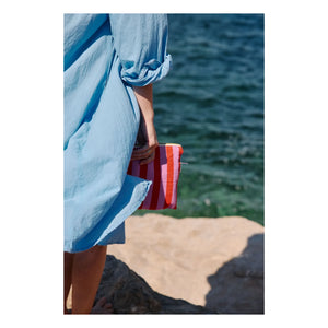 Rose in April - Lili gestreifte Clutch | Rosa
