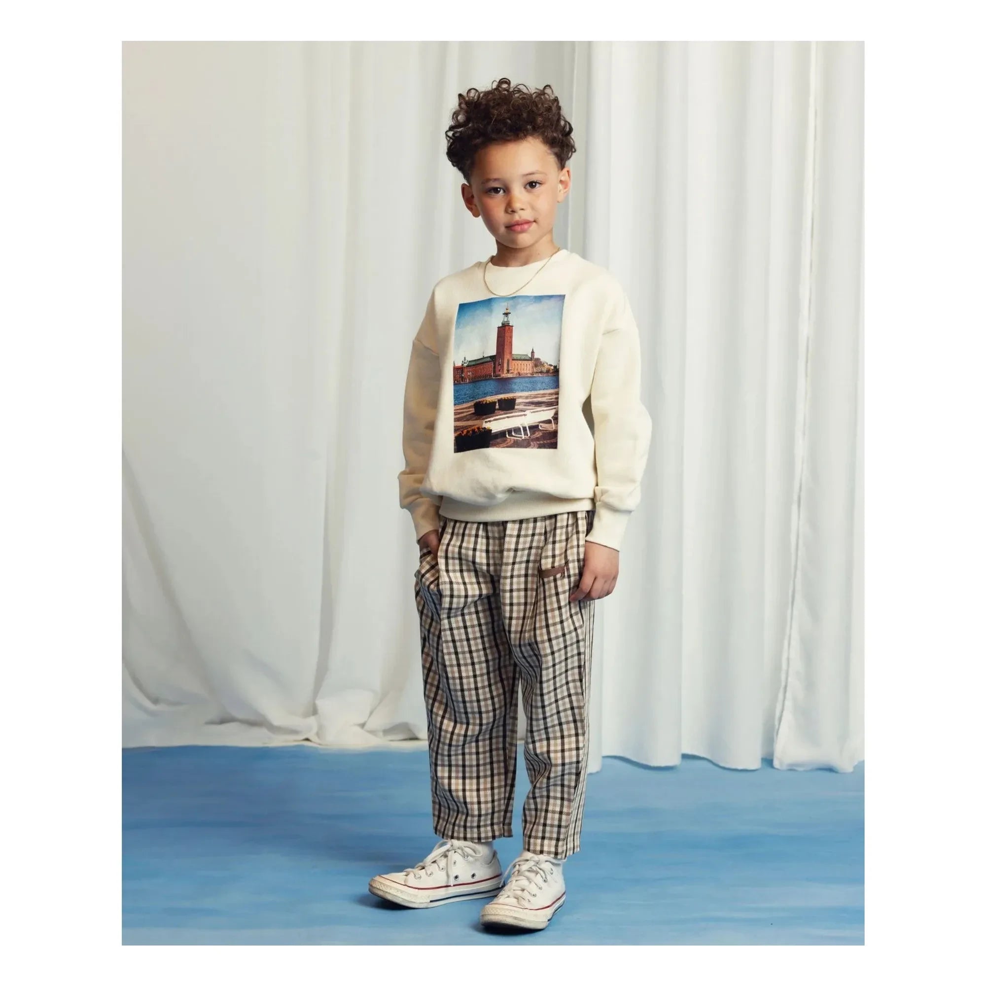 Mini Rodini - City Hall Bio-Baumwoll-Sweatshirt | Ecru
