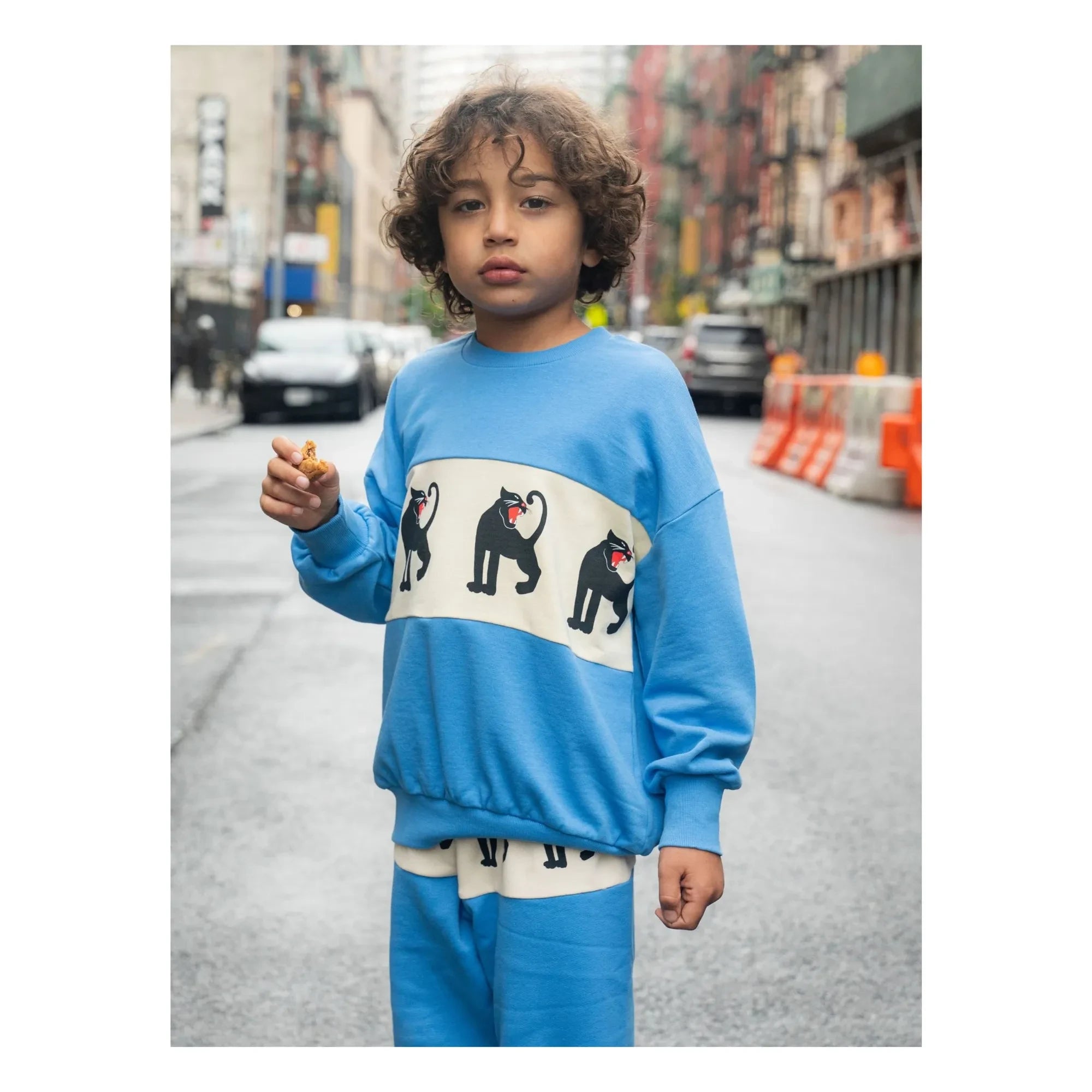 Mini Rodini - Panther Sweatshirt aus Bio-Baumwolle | Azurblau