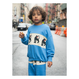 Mini Rodini - Panther Sweatshirt aus Bio-Baumwolle | Azurblau