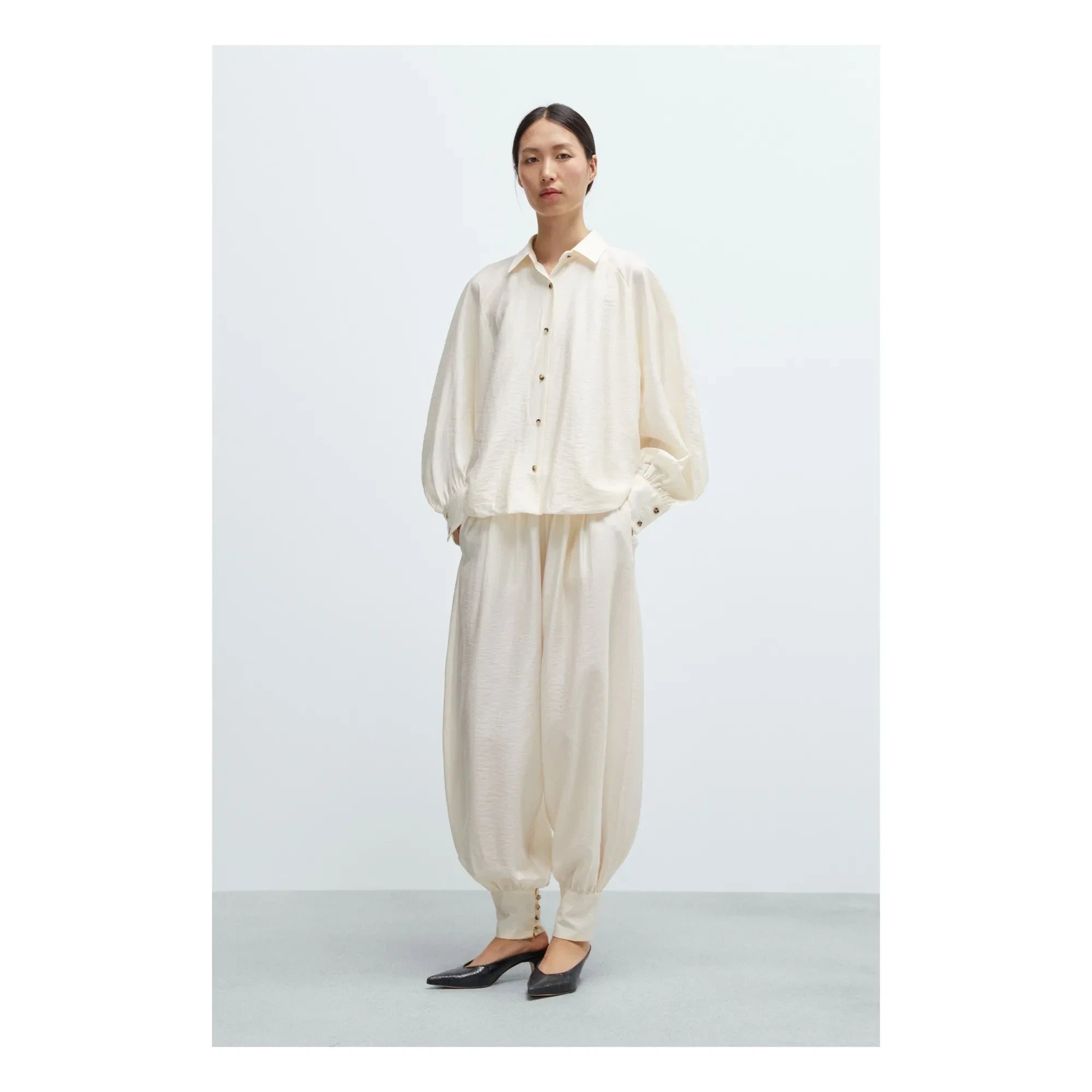 Cordera - Marfil Balon Kollu Bluz | Creme