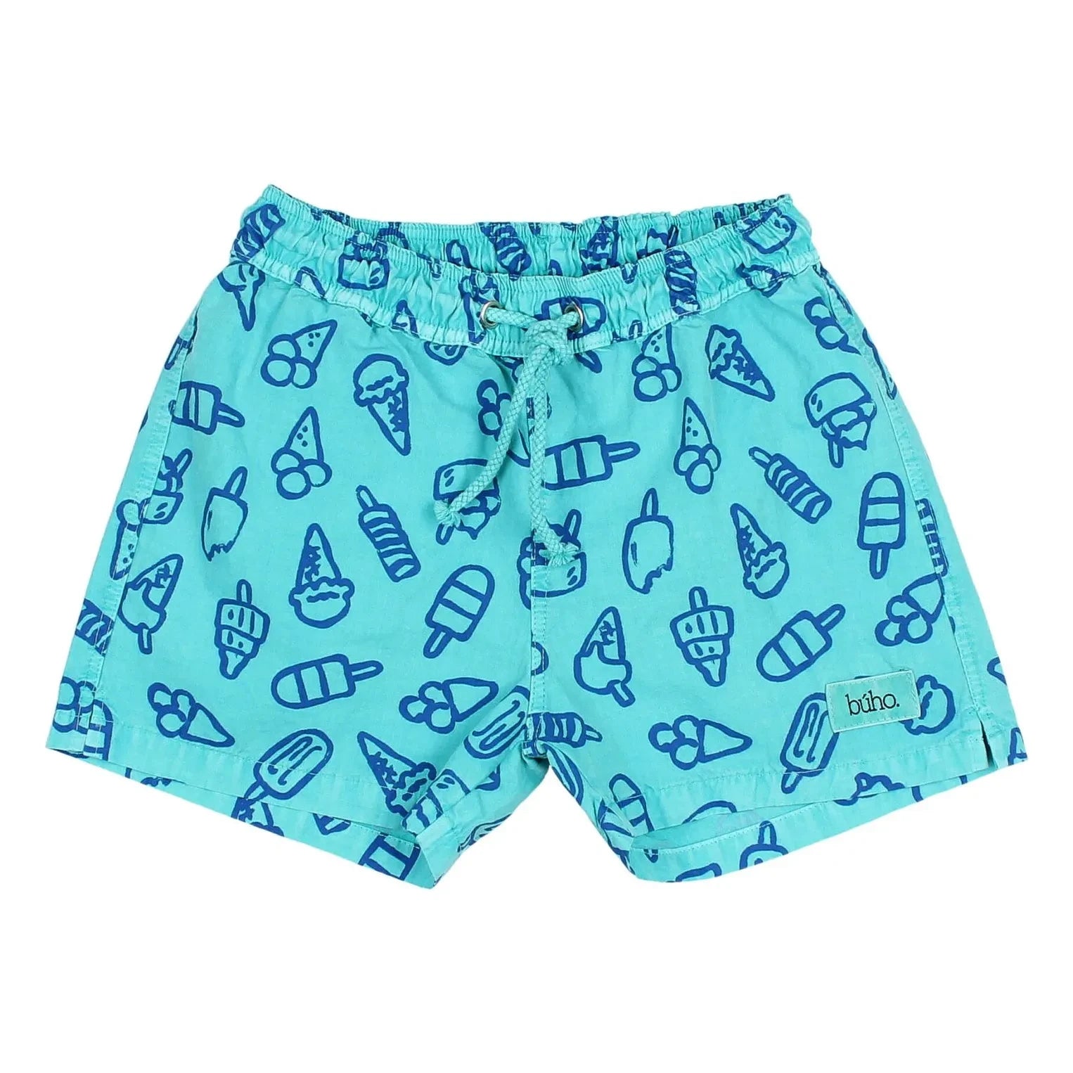 Búho - Türkis Gefrorene Bio-Baumwoll-Badeshorts