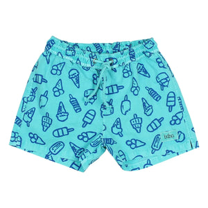 Búho - Türkis Gefrorene Bio-Baumwoll-Badeshorts