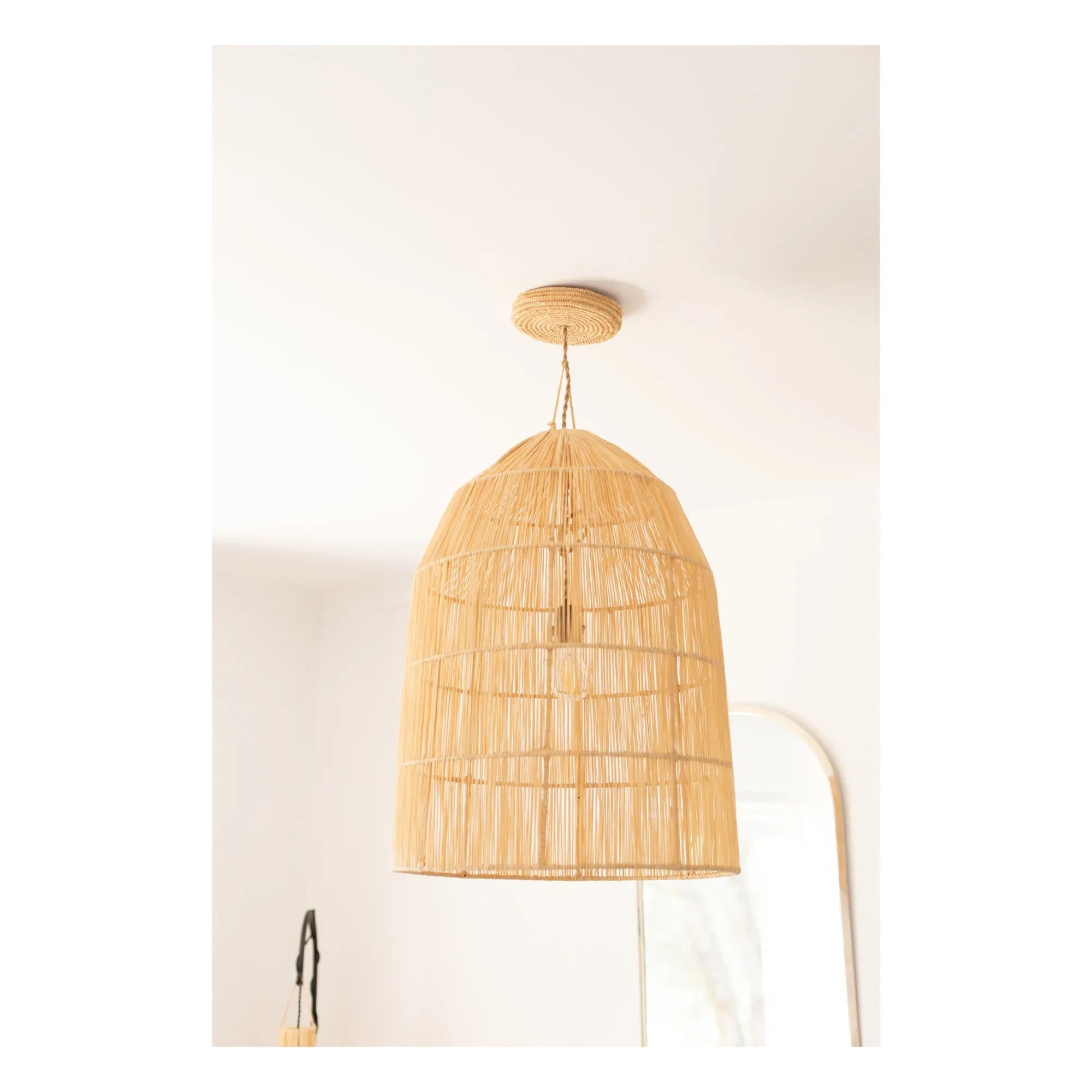 Cosydar - Leuchten Aufhängung und Rattan Deckenrosette | Schwarz