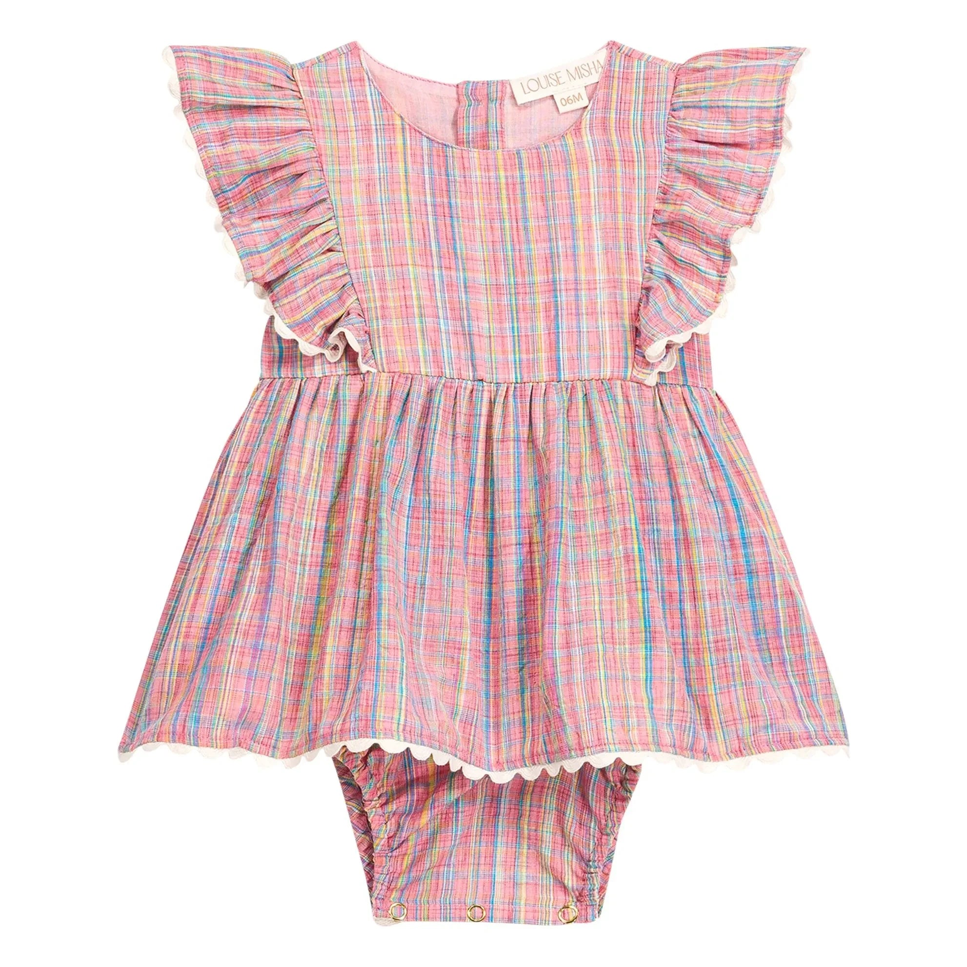 Louise Misha - Lena Carreaux Strampler-Kleid | Rosa