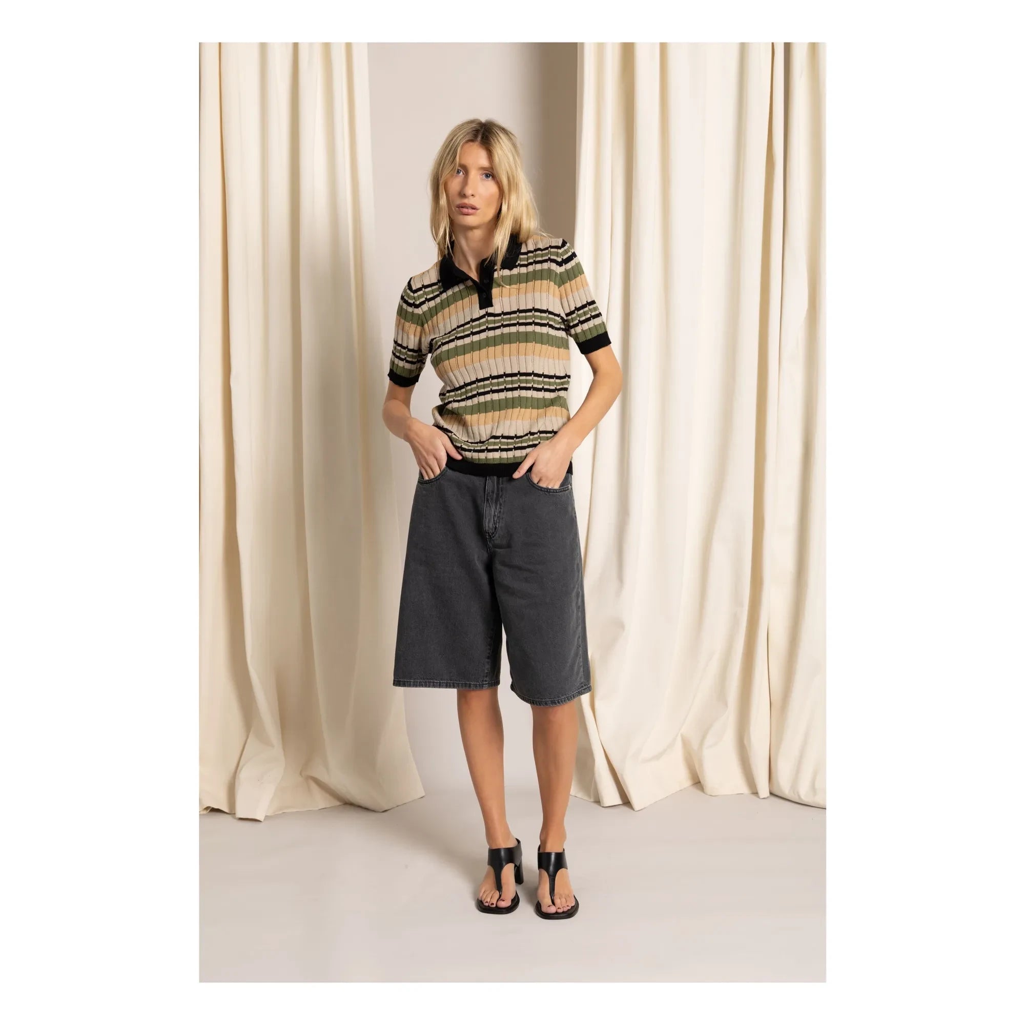 Smallable Woman - Selma gestreiftes Poloshirt | Eisbraun