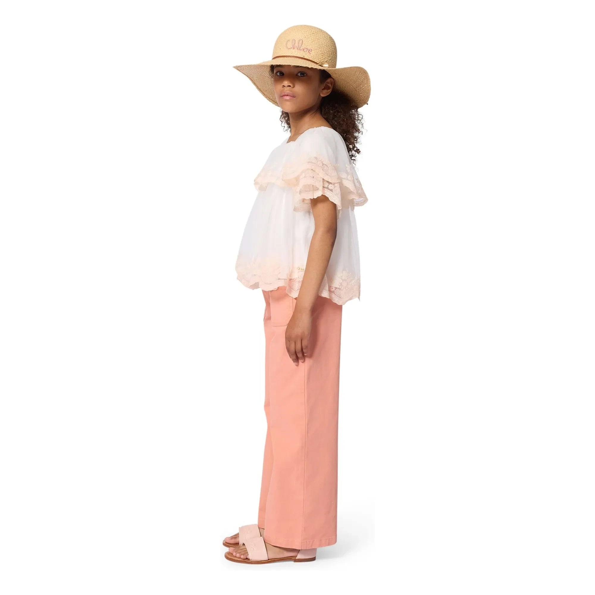 Chloé – Hose aus Bio-Baumwolle und Leinen | Koralle