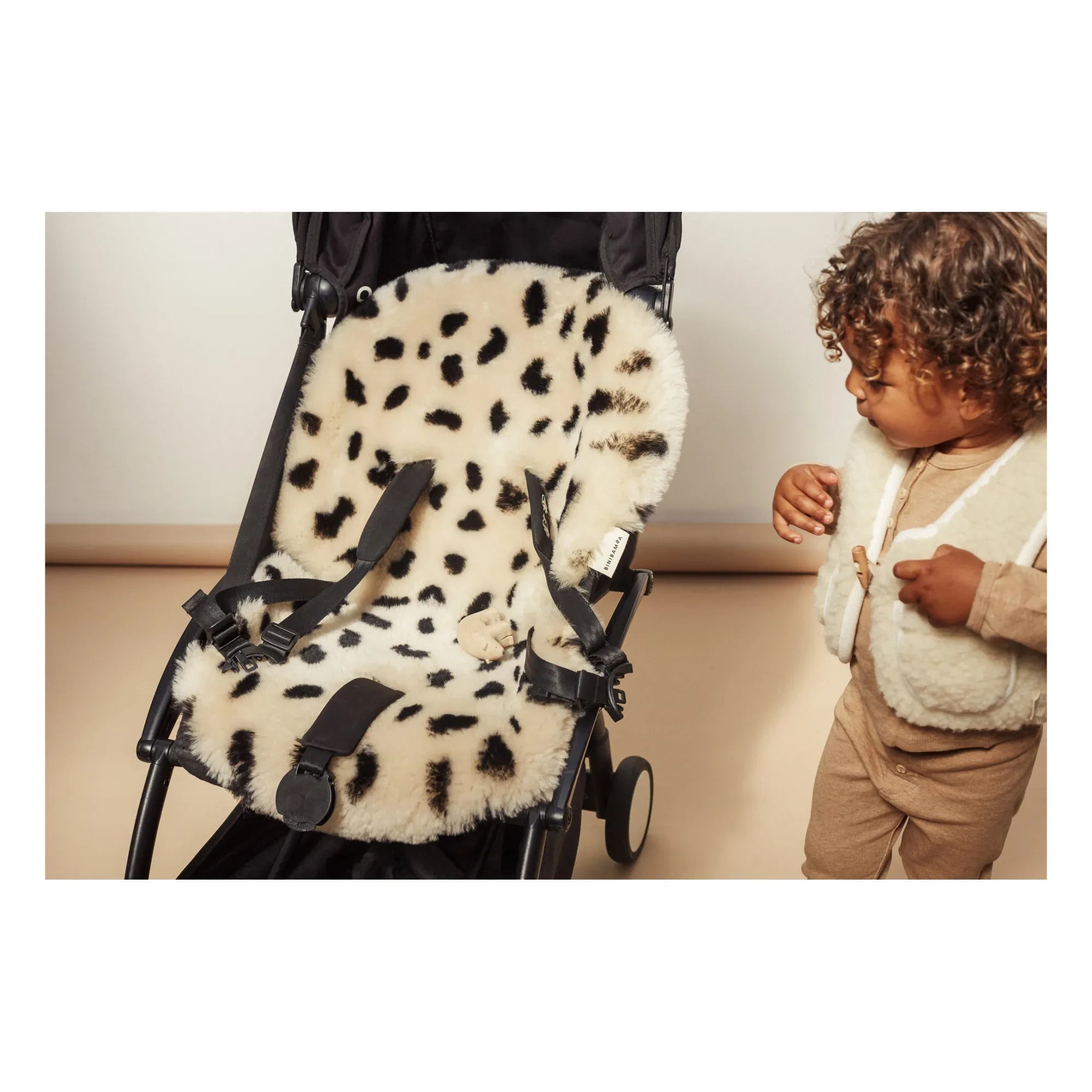BINIBAMBA - Lammfell-Kinderwagen- oder Moseskorb-Einlage | Leopard
