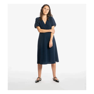 Matona - Mi-Long Kleid aus Bio-Baumwolle | Dunkelblau