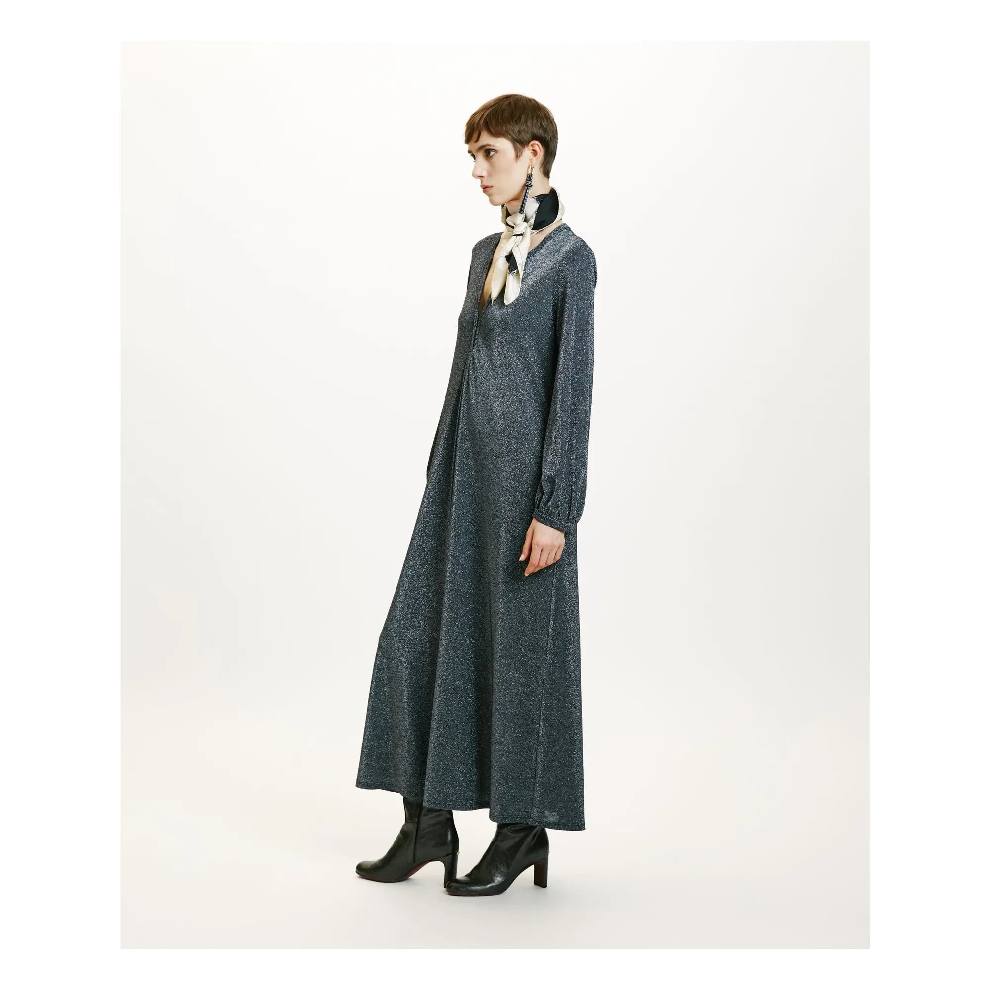 Momoni - Amede Metallic Kleid | Silbergrau