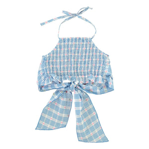 Bebe Organic - Oberteil Knoten Ida Karomuster | Hellblau