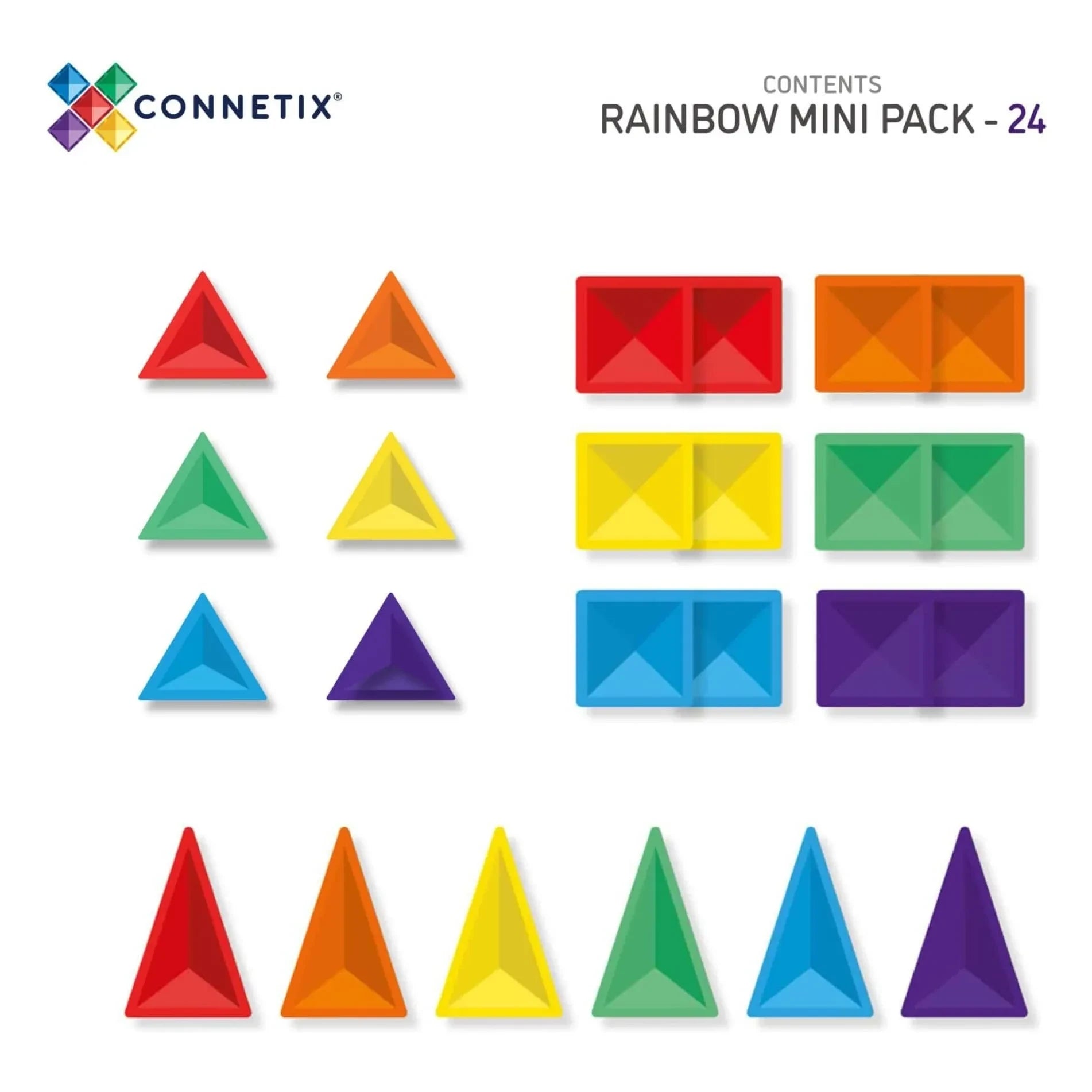 Connetix - Mini-Pack - 24 Teile | Regenbogen