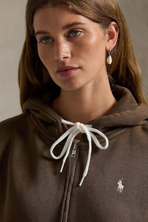Polo Ralph Lauren fermuarlı kapüşonlu kadın sweatshirt pamuklu