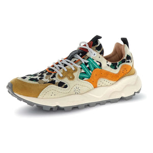 Flower Mountain - Yamano 3 Leopard Wildleder- und Nylon-Sneaker | Orange