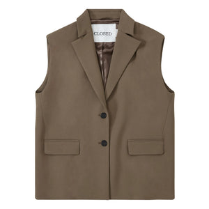 Geschlossen – Ärmelloser Blazer | Khaki
