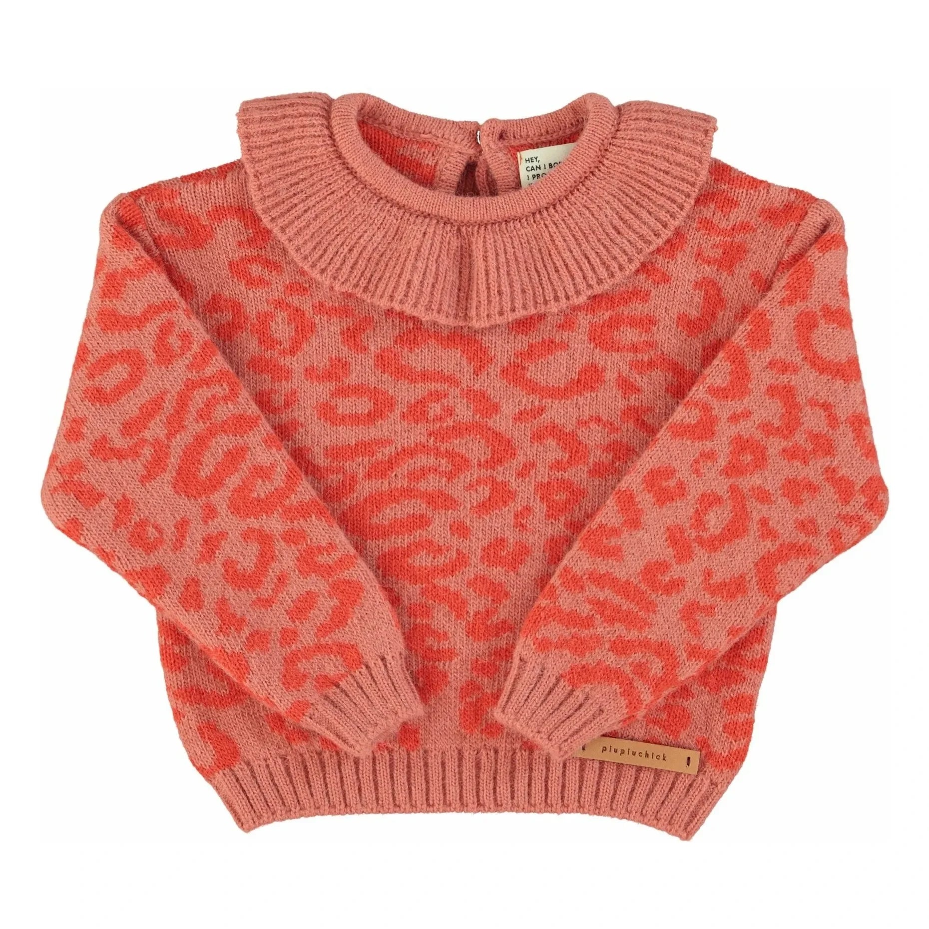 Piupiuchick - Leoparden-Wollpulli mit Rüschenkragen | Rosa