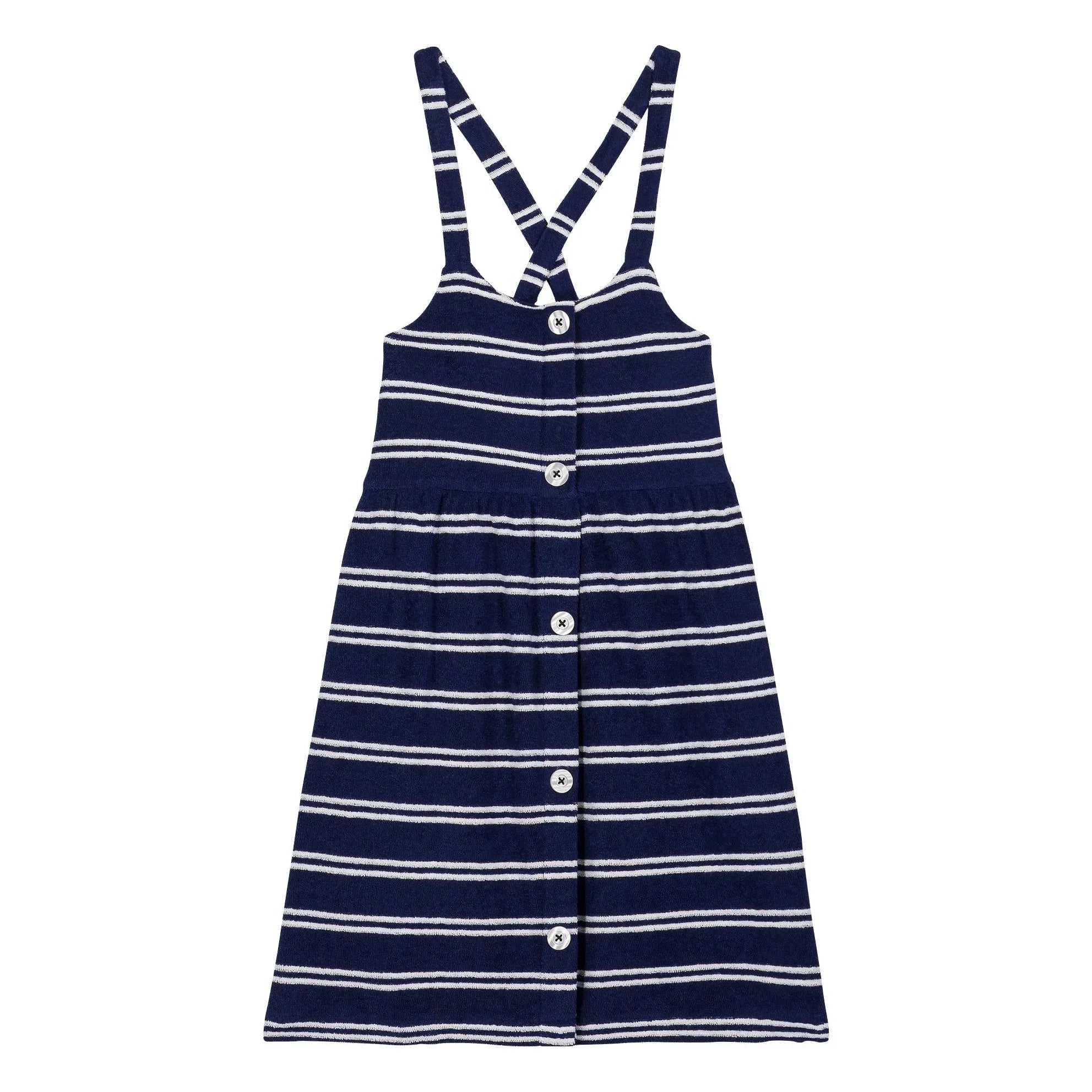 We Are Kids - Simonetta Gestreiftes Handtuchkleid aus Bio-Baumwolle | Marineblau