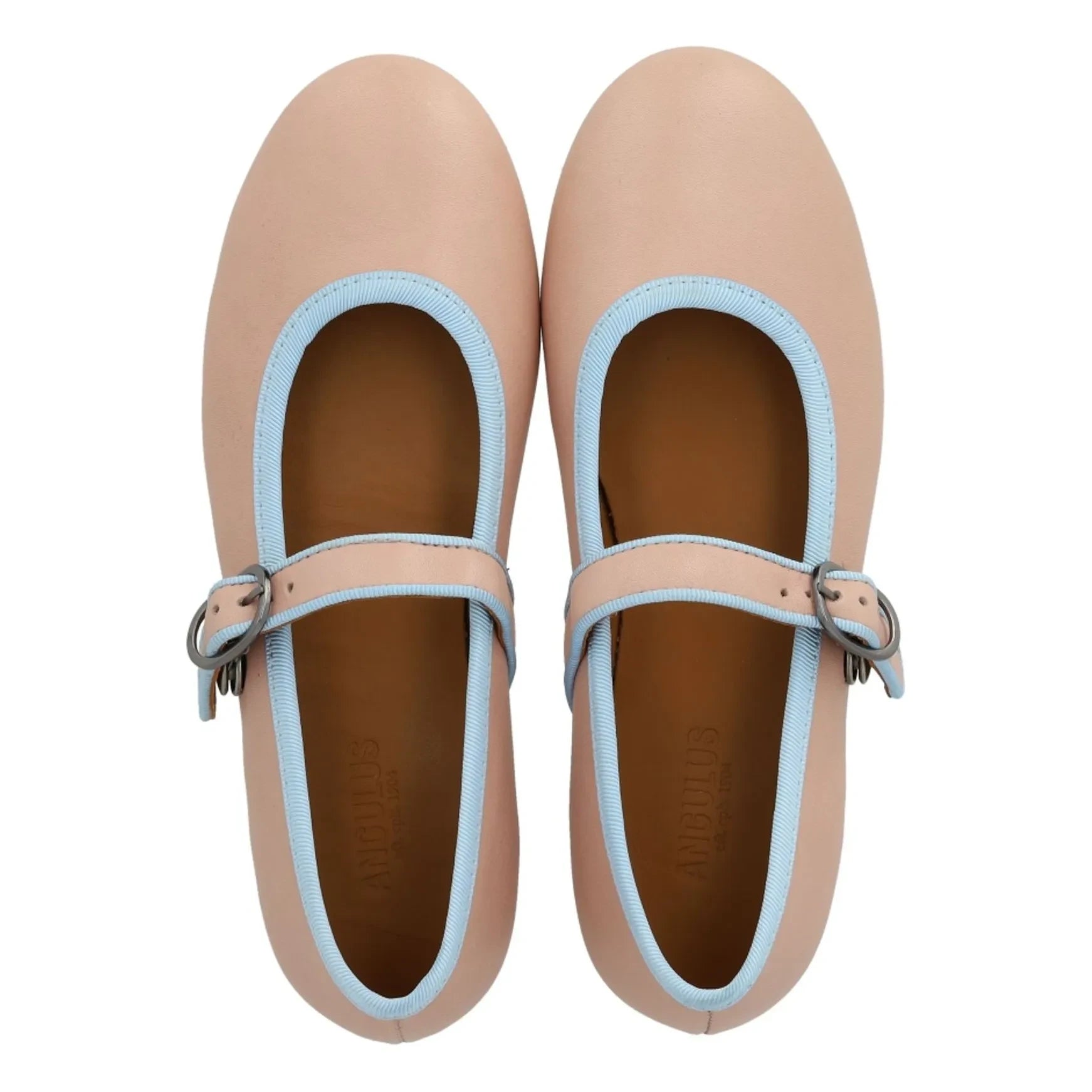 Angulus - Mary Jane Ballerinas mit Kontraststreifen | Blassrosa